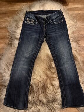 Vigoss Women's Dark Indigo Bootcut Jeans with Studded Pocket Detail